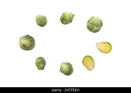 Bruxelles sprout isolé en tout et en pièces Banque D'Images