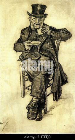 Vincent Van Gogh - Orphan Man avec Top Hat Drinking Coffee 1882 Banque D'Images