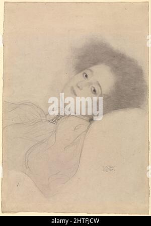 Gustav Klimt (autrichien - Portrait d'une jeune femme Reclining Banque D'Images