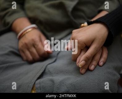 Riddhi Deb, étudiant en médecine à la National Pirogov Medical University Vinnytsia en Ukraine, a réussi à rentrer chez lui en toute sécurité au milieu des violences en Ukraine. Tripura, Inde. Banque D'Images