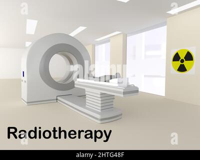 3D l'illustration d'un mannequin symbolise une personne prête à être insérée dans un scanner CT pour le traitement par radiothérapie Banque D'Images