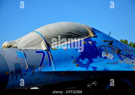 Avion de chasse SU-27 de la Force aérienne ukrainienne Sukhoi Banque D'Images