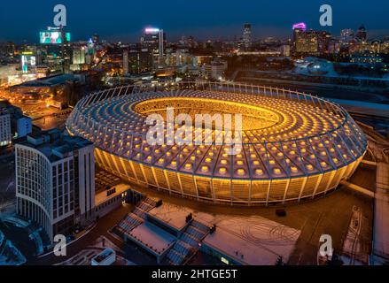 Kiev le complexe sportif national Olimpiyskiy, Kiev, Ukraine extérieur du stade Banque D'Images