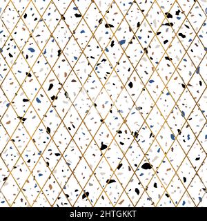 Motif géométrique or Terrazzo texture pierre sans couture Illustration de Vecteur