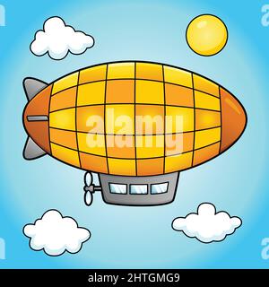 Illustration du véhicule de couleur Zeppelin Cartoon Illustration de Vecteur