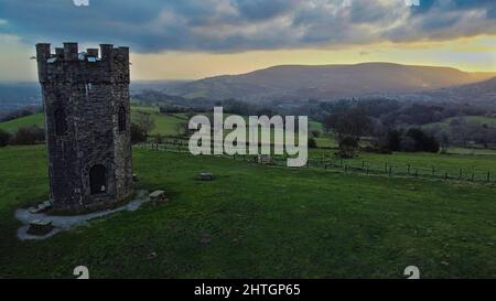 The Folly Sunset, Pontypool Banque D'Images