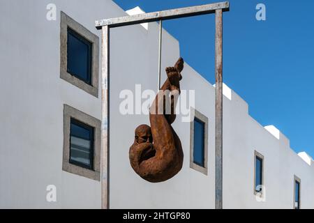 Quartier artistique de Cidadela, bronze par Rogério Timóteo, Tempo Suspenso Banque D'Images