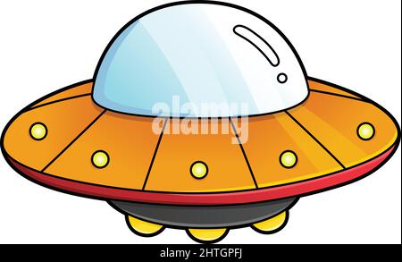 Illustration d'un dessin animé coloré sur un OVNI Illustration de Vecteur