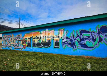 Murale à Troy, Montana. Banque D'Images