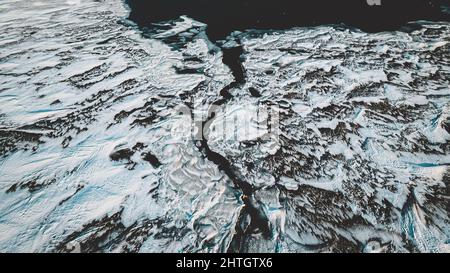 Antenne de lac gelé avec motifs Banque D'Images