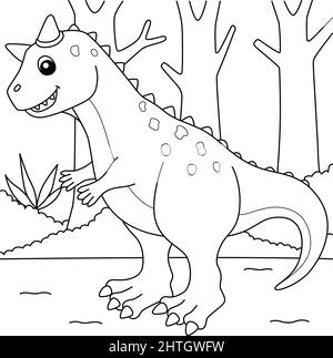 Carnotaurus coloriage page pour enfants Illustration de Vecteur