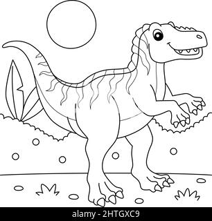 Fukuiraptor coloriage page pour enfants Illustration de Vecteur