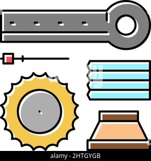 illustration vectorielle de la couleur des pièces de rechange de la manutention et du concasseur Illustration de Vecteur