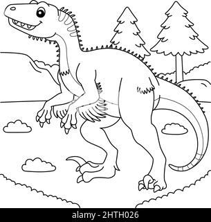 Page de coloriage Utahraptor pour enfants Illustration de Vecteur