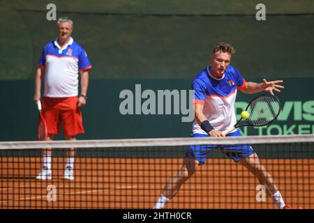 Coupe Davis (Buenos Aires): Jiri Lehecka (République tchèque) pendant la pratique, avant la série qualificatifs contre l'Argentine Banque D'Images