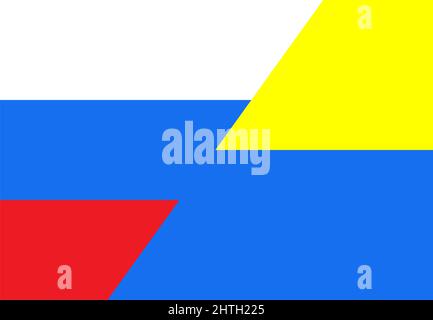 Drapeau ensemble de l'Ukraine et de la Fédération de Russie. Pas de symbole de guerre. Illustration de la paix vectorielle. Image de stock graphique Illustration de Vecteur