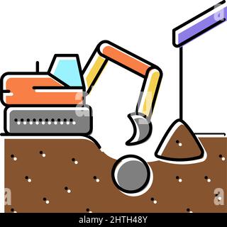 illustration vectorielle d'icône de tuyau d'excavation à partir du sol Illustration de Vecteur