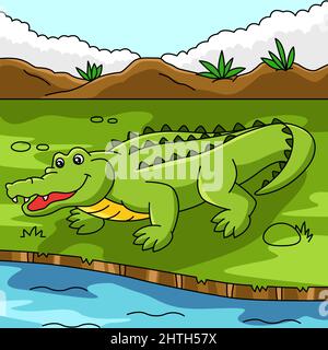 Dessin d'animal de couleur dessin de crocodile Illustration de Vecteur