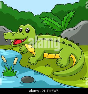 Dessin d'animal de couleur dessin de crocodile Illustration de Vecteur