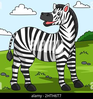 Illustration de l'animal coloré du dessin animé Zebra Illustration de Vecteur