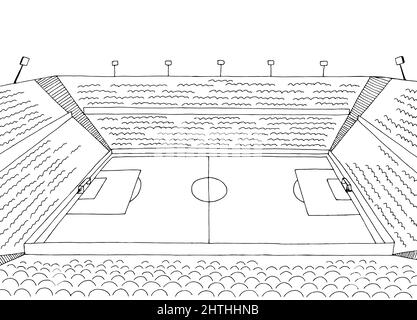 Football stade football sport graphique noir blanc esquisse illustration vecteur Illustration de Vecteur