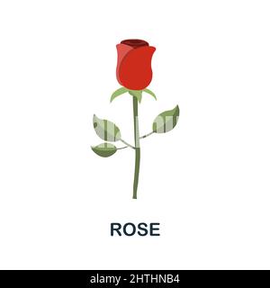 Icône plate rose. Panneau d'élément coloré de la collection de fleurs. Affiche plate Rose Icon pour le web design, infographies et plus encore. Illustration de Vecteur