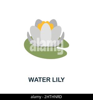 Icône Water Lily Flat. Panneau d'élément coloré de la collection de fleurs. Affiche Flat Water Lily Icon pour le web design, infographics et bien plus encore. Illustration de Vecteur