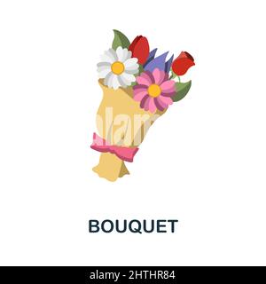 Icône bouquet plat. Panneau d'élément coloré de la collection de fleurs. Affiche d'icône de bouquet plat pour la conception de sites Web, l'infographique et bien plus encore. Illustration de Vecteur