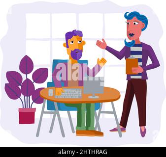 People Working Business Illustration Office Scene Illustration de Vecteur