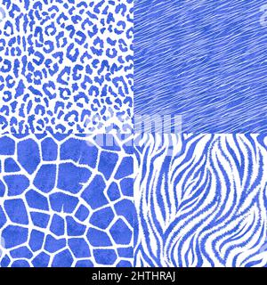 Ensemble de motifs sans couture avec imprimés animaux. Illustration de Vecteur