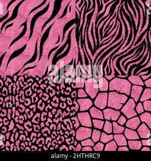 Ensemble de motifs sans couture avec imprimés animaux. Illustration de Vecteur