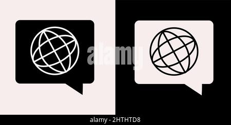 Icône de dialogue et icône en forme de globe, concept éducatif, signe de chat sur fond blanc, icône de chat en style glyphe pour le concept mobile et la conception Web Illustration de Vecteur