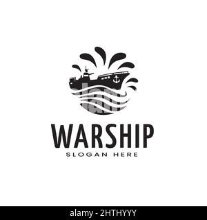 logo abstrait water icon warship, modèle de conception Illustration de Vecteur