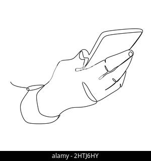 Dessin continu d'une ligne d'un téléphone portable ou d'un smartphone. Illustration vectorielle moderne du thème de la technologie mobile intelligente. Illustration de Vecteur