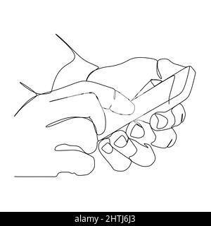 Dessin continu d'une ligne d'un téléphone portable ou d'un smartphone. Illustration vectorielle moderne du thème de la technologie mobile intelligente. Contour modifiable Illustration de Vecteur