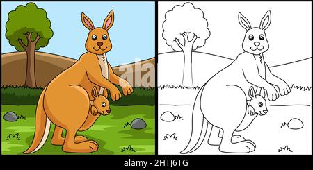 Illustration de couleur Kangaroo Coloring page Illustration de Vecteur