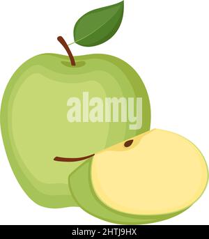 Pomme verte, fruit entier et tranche, illustration vectorielle Illustration de Vecteur