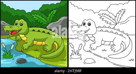 Illustration couleur page crocodile Illustration de Vecteur