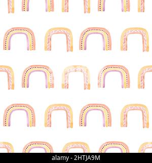 Motif sans couture à motif arc-en-ciel, papier pour bébé délicat aquarelle, imprimé enfants mignon, motif enfants pour tissu, imprimé bébés Banque D'Images