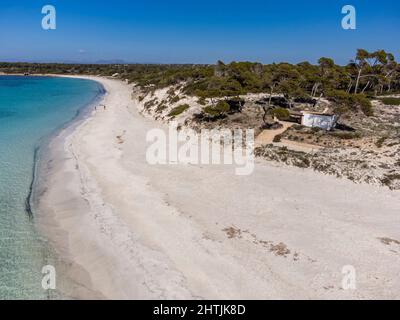 Plage es Carbo, plage de sable vierge sans personnes, Ses Salines, Majorque, Iles Baléares, Espagne Banque D'Images