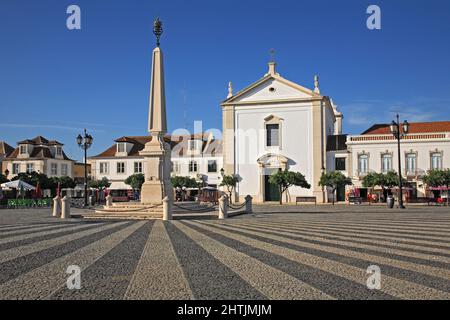 Platz Praca do marques de Pombal à Vila Real de Santo Antonio, Algarve, Portugal Banque D'Images