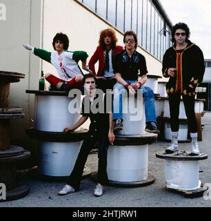 Heavy Metal Kids, britische Rockband, BEI einem Promoshriting, Deutschland 1978. Banque D'Images