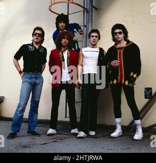 Heavy Metal Kids, britische Rockband, BEI einem Promoshriting, Deutschland 1978. Banque D'Images