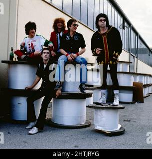 Heavy Metal Kids, britische Rockband, BEI einem Promoshriting, Deutschland 1978. Banque D'Images