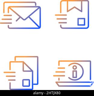 Ensemble d'icônes de vecteur linéaire de gradient de transmission d'informations Illustration de Vecteur