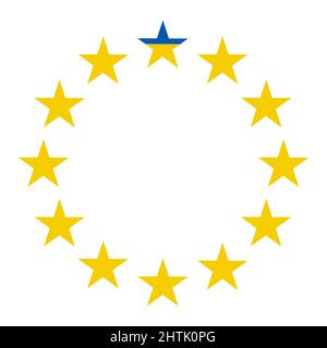 Symbole Ukraine adhésion à l'Union européenne, étoile bleue jaune, UE plus UA Illustration de Vecteur