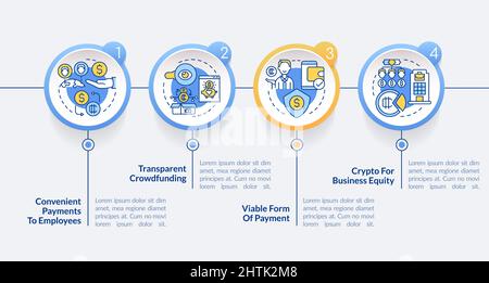 Modèle d'infographie sur les points forts de la crypto-monnaie dans le cercle d'utilisation Illustration de Vecteur