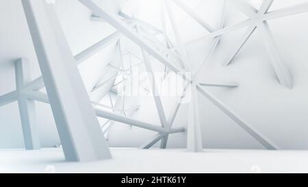 Design intérieur futuriste abstrait, illustration 3D Banque D'Images