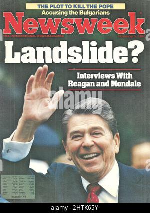 Newsweek couvrir 5 novembre 1984 entretiens avec Reagan et Mondale le complot pour tuer le pape accusant les Bulgares Banque D'Images