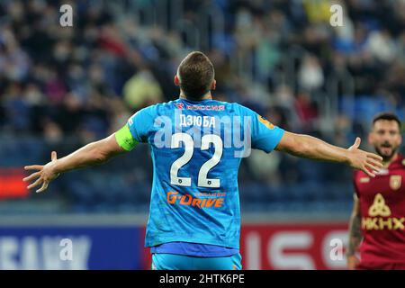 Artem Dzyuba de Zenit vu lors du match de football de la première Ligue russe entre Zenit et le FC Rubin Kazan à l'Arena Gazprom. Score final; Zenit 3:2 FC Rubin Kazan. (Photo par Aleksandr Kulebyakin / SOPA Imag/Sipa USA) Banque D'Images